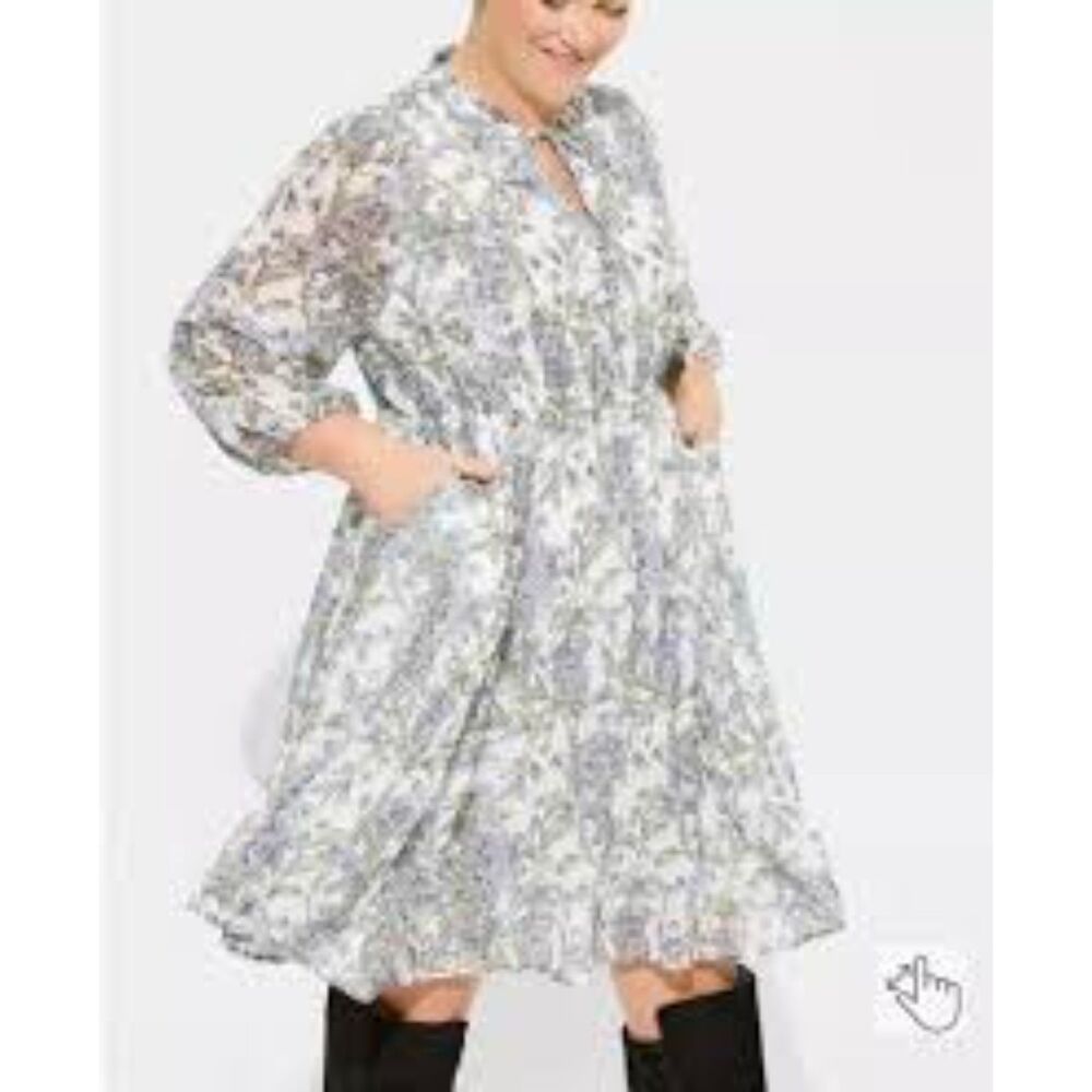 Mini Clip Dot Front Keyhole Dress Floral Swiss Dot Fairy Cottage Plus Size 1X